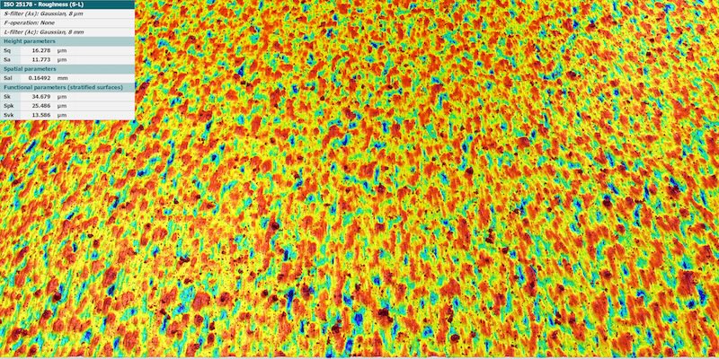 Beispielmessung zur Detention von Defekten auf einer additiv gefertigten Oberfläche