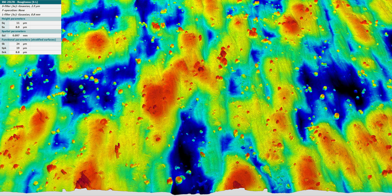 Beispielmessung einer additiv gefertigten Oberfläche mit 50x Objektiv